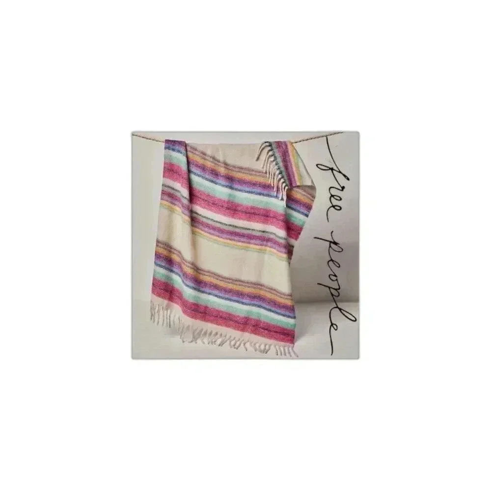 Free People Skye Stripe Multicolor Fringe Blanket - Picture 2 of 3